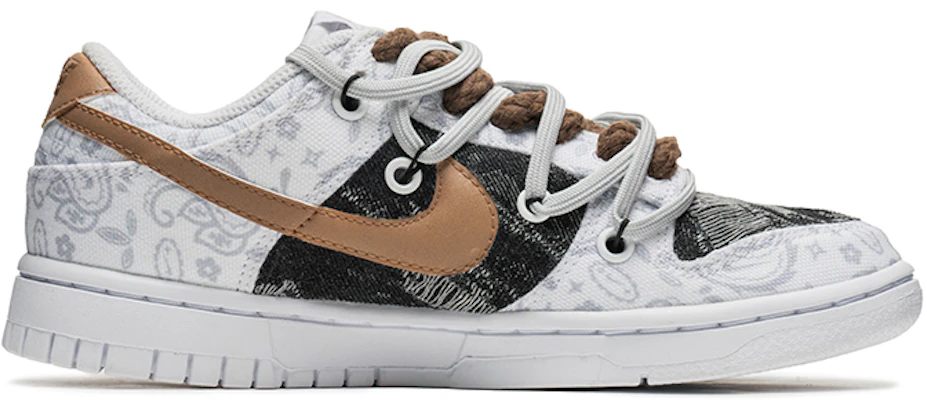 【定制球鞋】 Nike Dunk Low ESS 野鶴製造 解構雙鞋帶 腰果花 牛仔貼布 皮標 低幫 板鞋 女款 白棕 Order 【定制球鞋】 Nike Dunk Low ESS 野鶴製造 解構雙鞋帶 腰果花 牛仔貼布 皮標 低幫 板鞋 女款 白棕