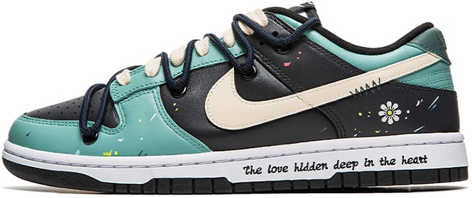 custom-shoes-women-nike-yehe-zhizao-x-dunk-low-retro-splatter-daisy-black-green