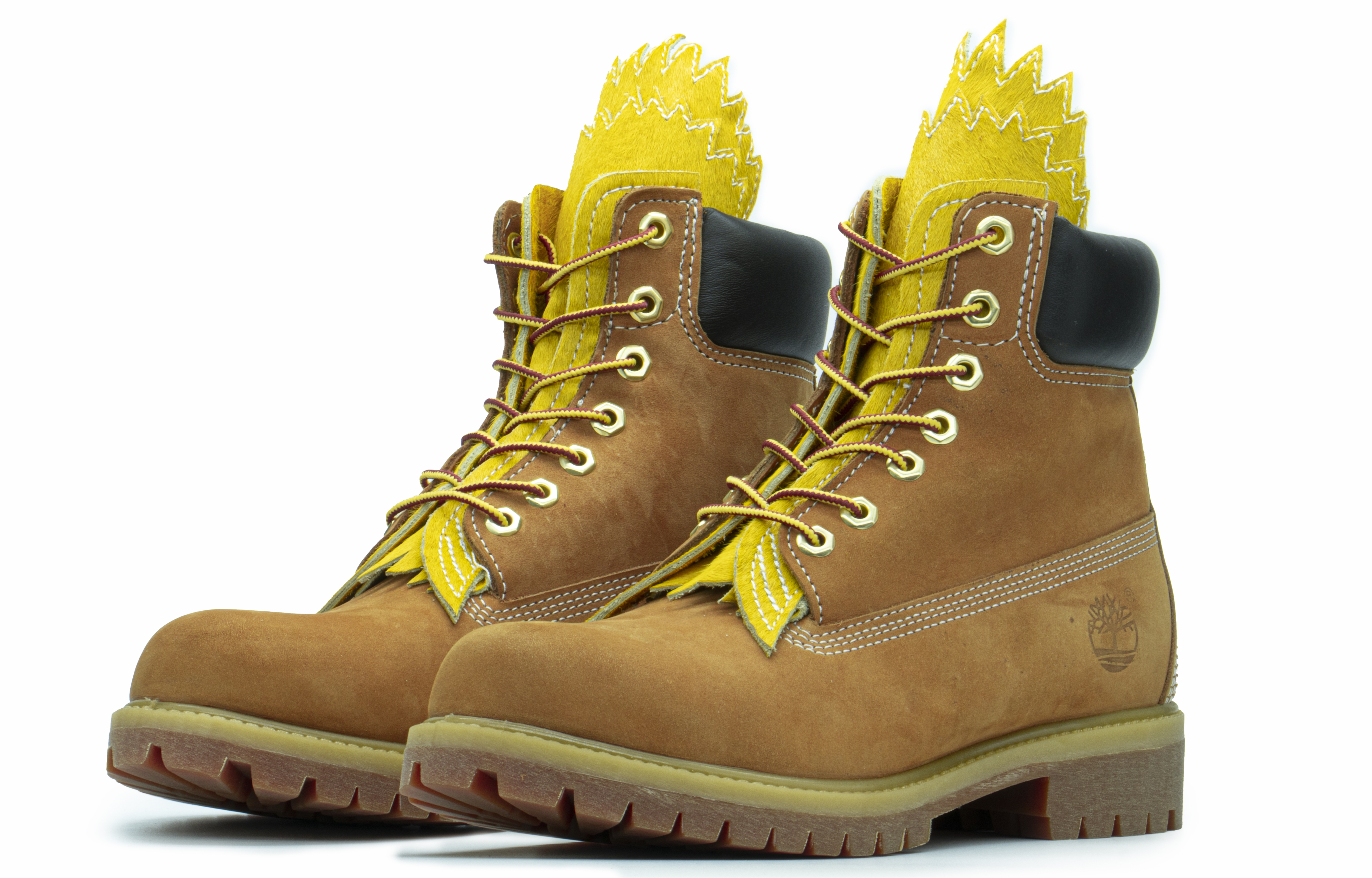 Lookbook (W) [Kasut Custom] Timberland Tinggi 'Kuning Chief Eagle Wing dengan Tapak Gigi Kuda'. 10361W(TeamA-TBL黄靴女马毛鹰翼)