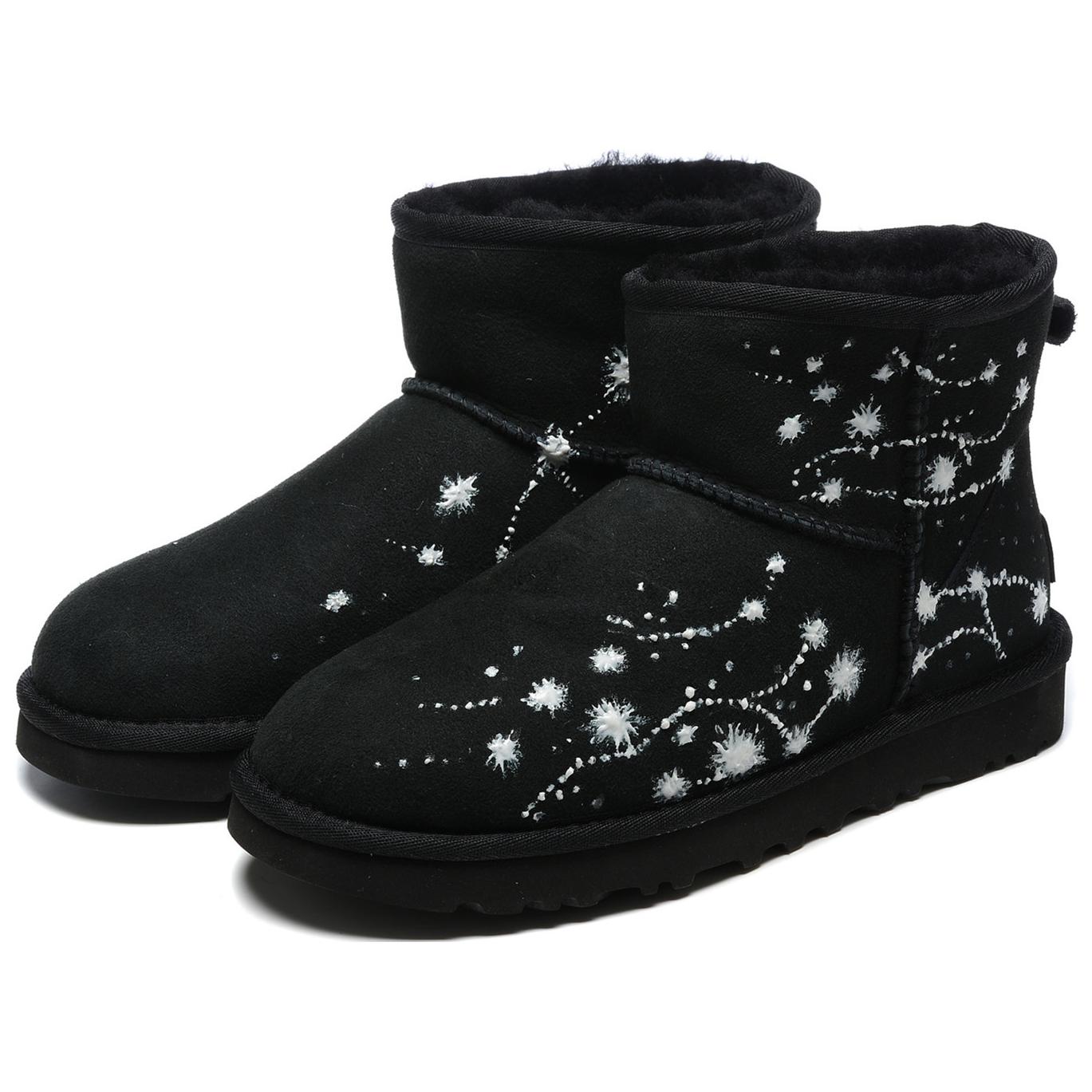 [Custom Shoes] (W) UGG Classic Clear Mini 'Ink White Snowflake Black' 圖 3