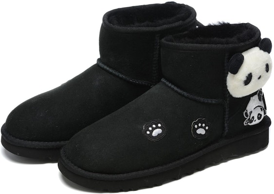 【客製球鞋】 UGG 保暖 毛絨小熊貓 中筒 雪地靴 女款 黑色 Lookbook 【客製球鞋】 UGG 保暖 毛絨小熊貓 中筒 雪地靴 女款 黑色
