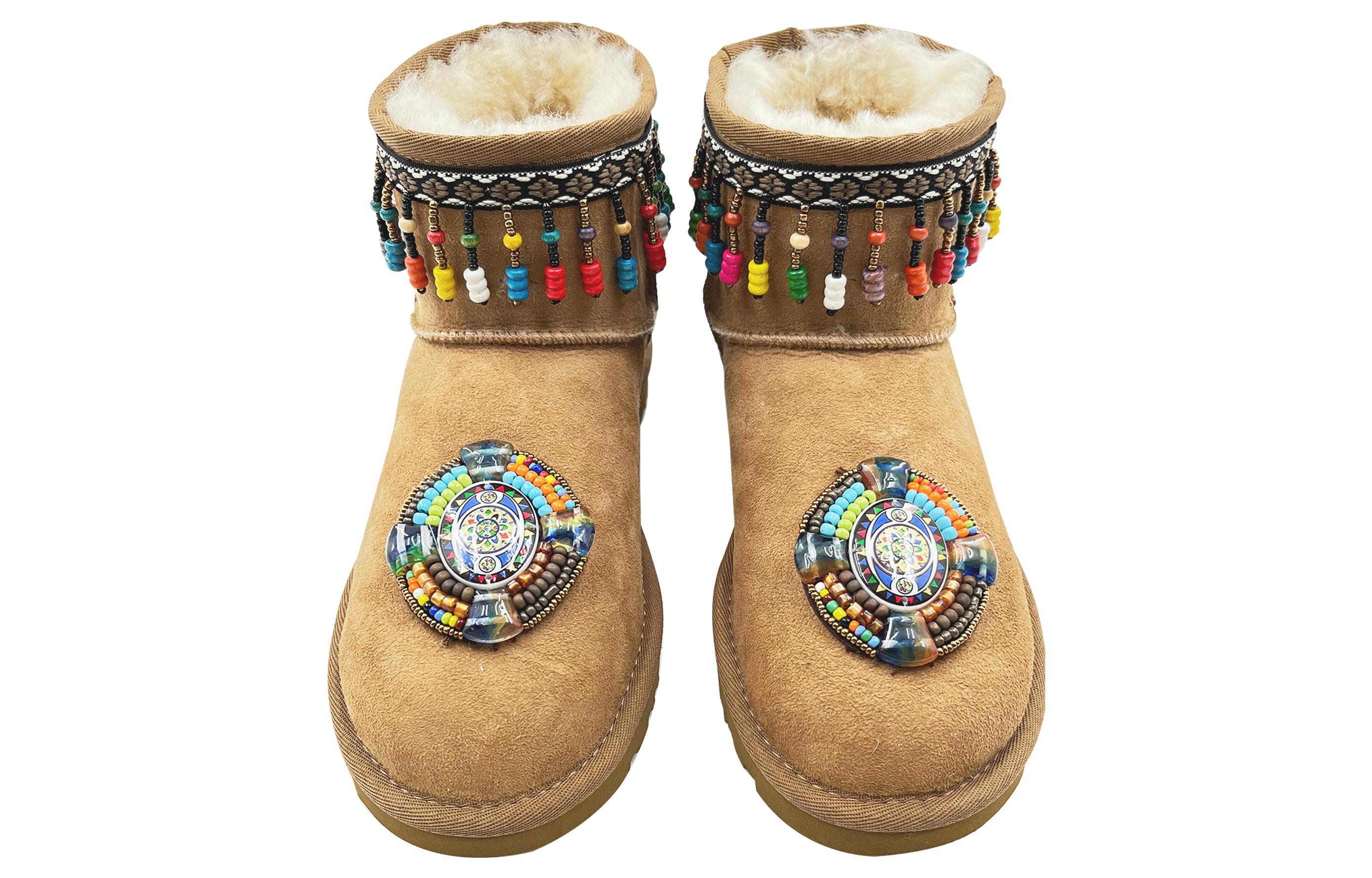 Shop (W) [Kasut Tersuai] UGG Classic Mini 'Bulu Coklat' 1016222-CHE(Team113-民族风锆石）