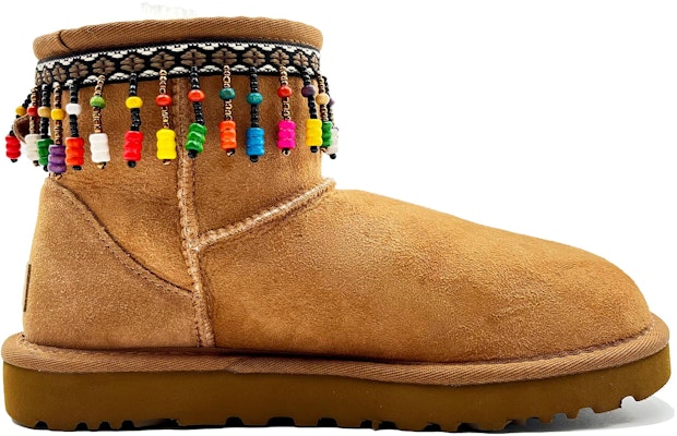 【訂製球鞋】 UGG CLASSIC MINI 毛絨 雪地民族風流蘇 加絨保暖 百搭 低筒 雪地靴 女款 栗色 Order 【訂製球鞋】 UGG CLASSIC MINI 毛絨 雪地民族風流蘇 加絨保暖 百搭 低筒 雪地靴 女款 栗色