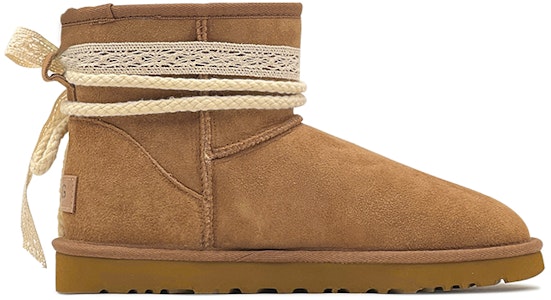 【訂製球鞋】 UGG CLASSIC MINI 新年穿搭 美拉德風 蕾絲花花 舒適保暖 短筒 雪地靴 女款 栗色 Lookbook 【訂製球鞋】 UGG CLASSIC MINI 新年穿搭 美拉德風 蕾絲花花 舒適保暖 短筒 雪地靴 女款 栗色