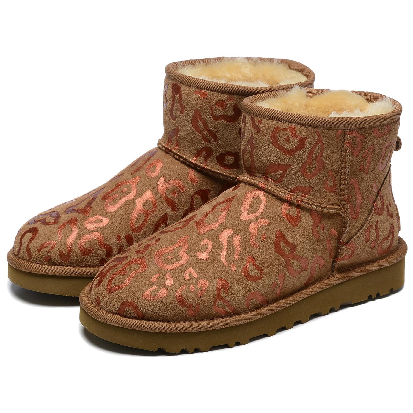Shop (W) [Sepatu Kustom] UGG Klasik Mini 'Chestnut' 1016222-CHE（Team54-红色豹纹）