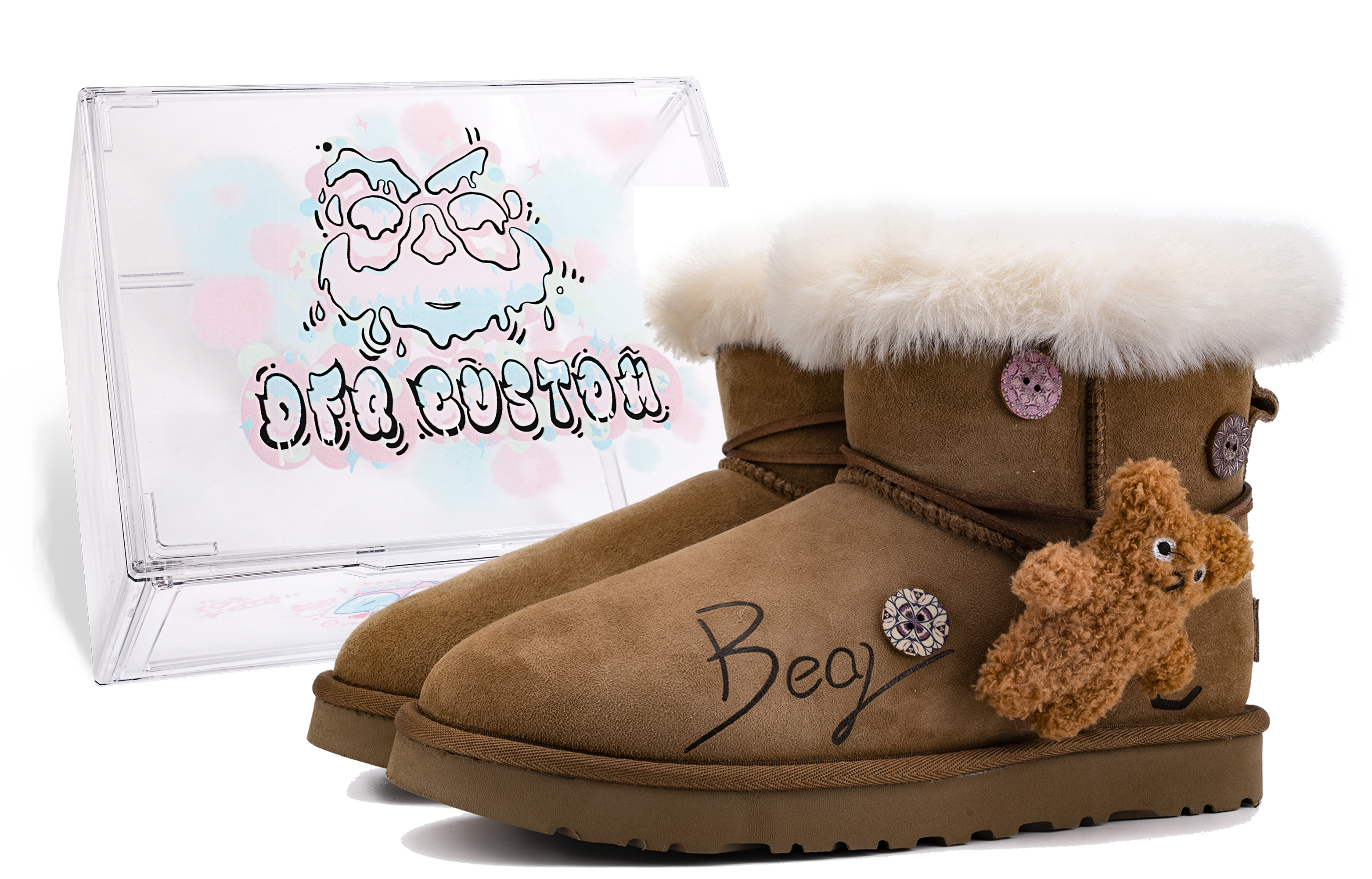 Buy (W) [Sepatu Custom] UGG Classic Mini 'Da Vinci Bear Brown' 1016222-CHE(TeamM-BEAR-BOX)