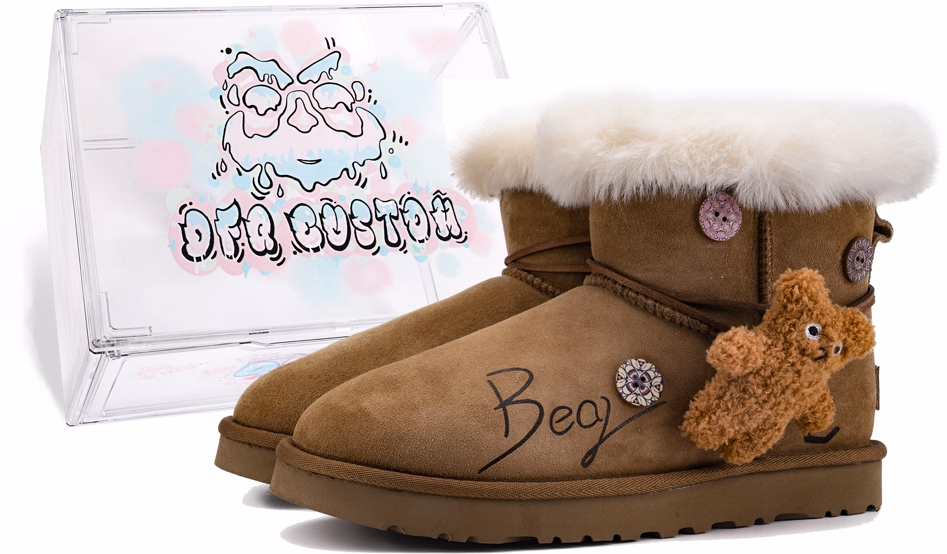 custom-shoes-women-ugg-classic-mini-da-vinci-bear-brown-1016222-che-team-m-bear-box