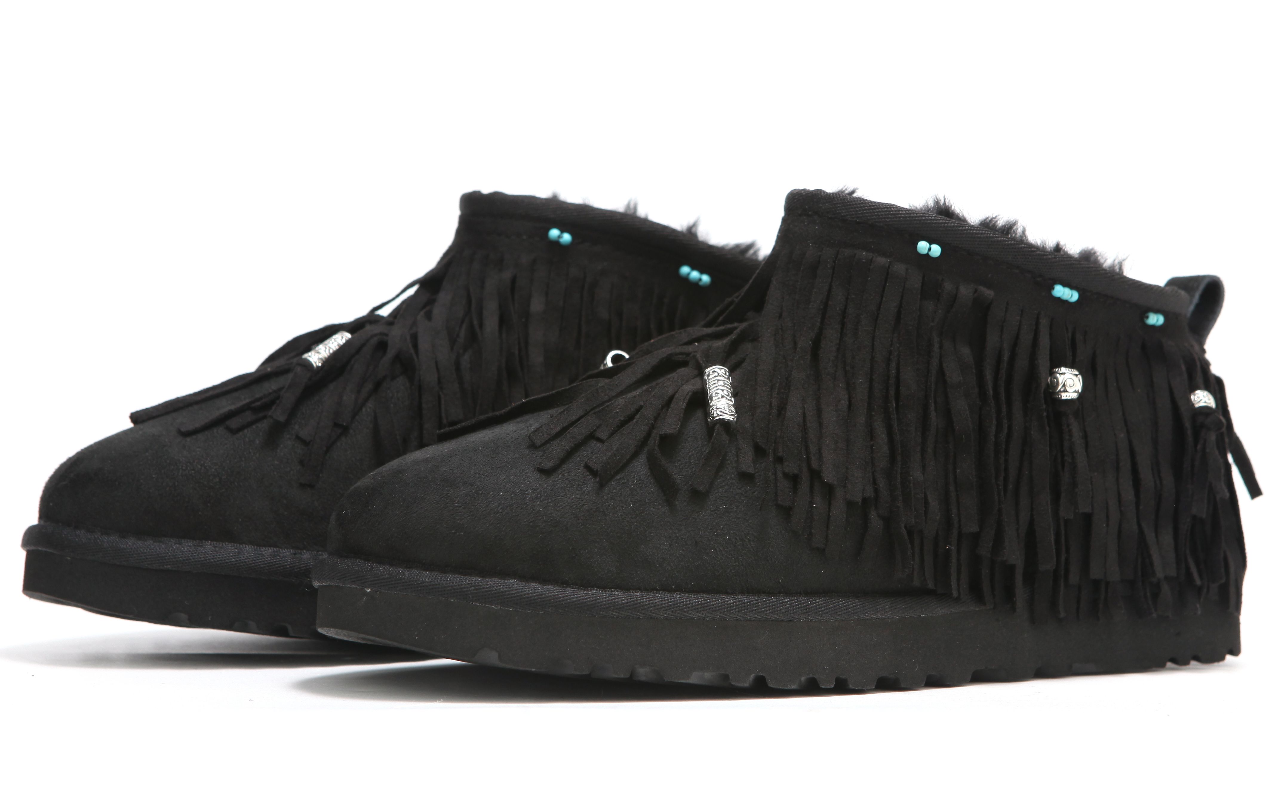 Lookbook (W) [Zapatos Personalizados] UGG Classic Ultra Mini 'Bohemian Black' 1116109-BLK(Team24-女款流苏民族风黑色)