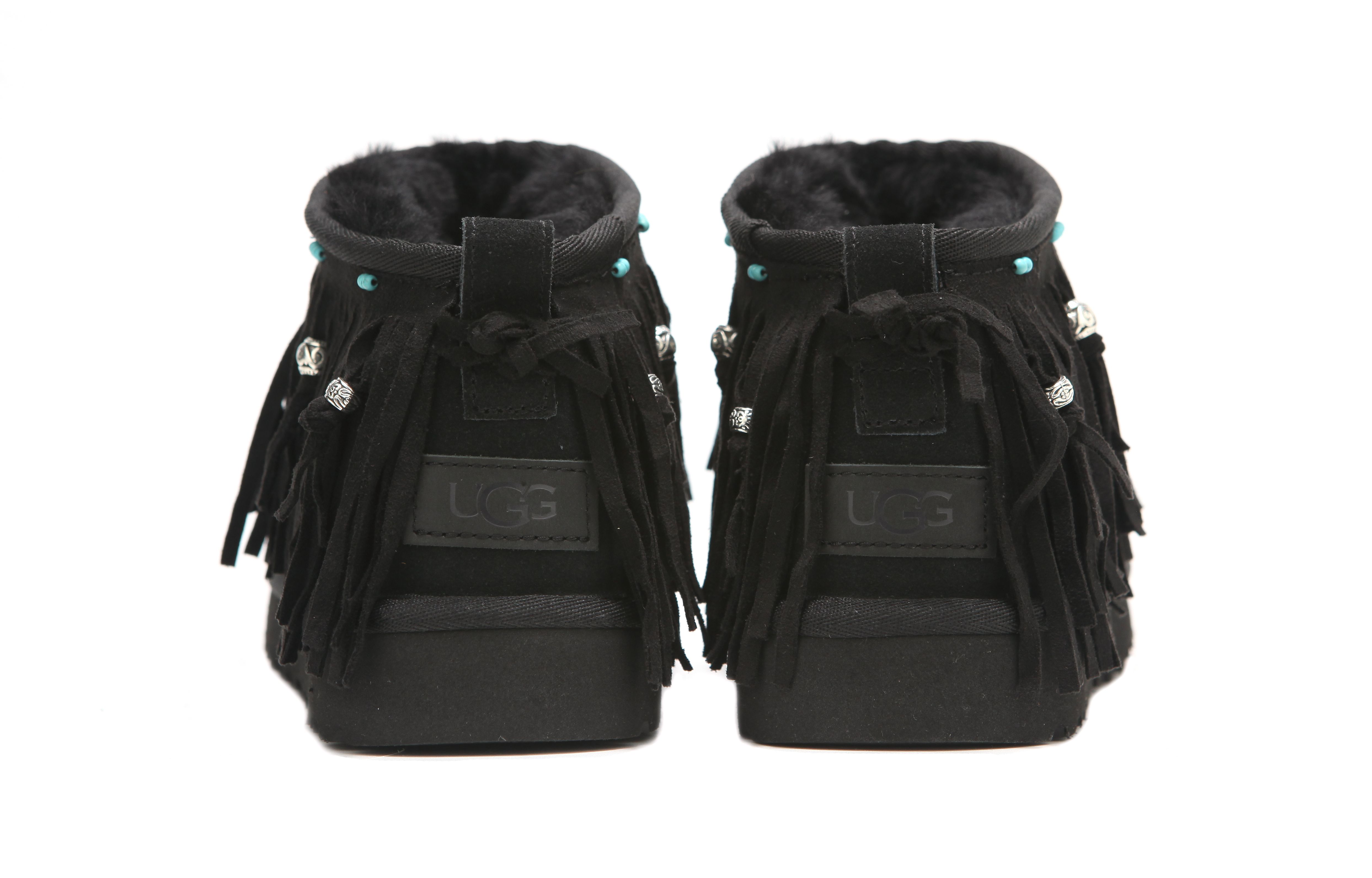 Shop (W) [Zapatos Personalizados] UGG Classic Ultra Mini 'Bohemian Black' 1116109-BLK(Team24-女款流苏民族风黑色)