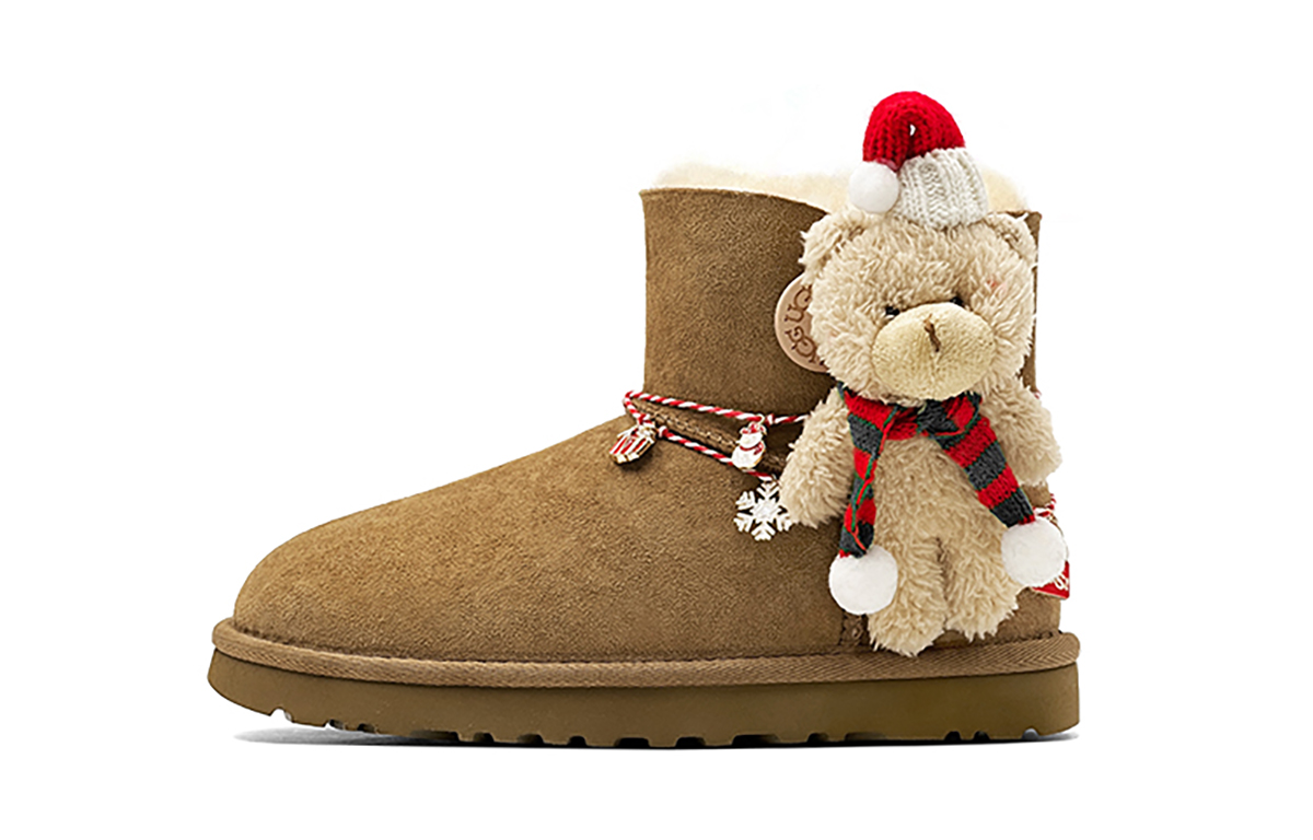 Order (W) [Sepatu Custom] UGG Mini Bailey Bow II 'Chestnut Christmas Bear' 1016422-CHE(TeamS-圣诞小熊-)