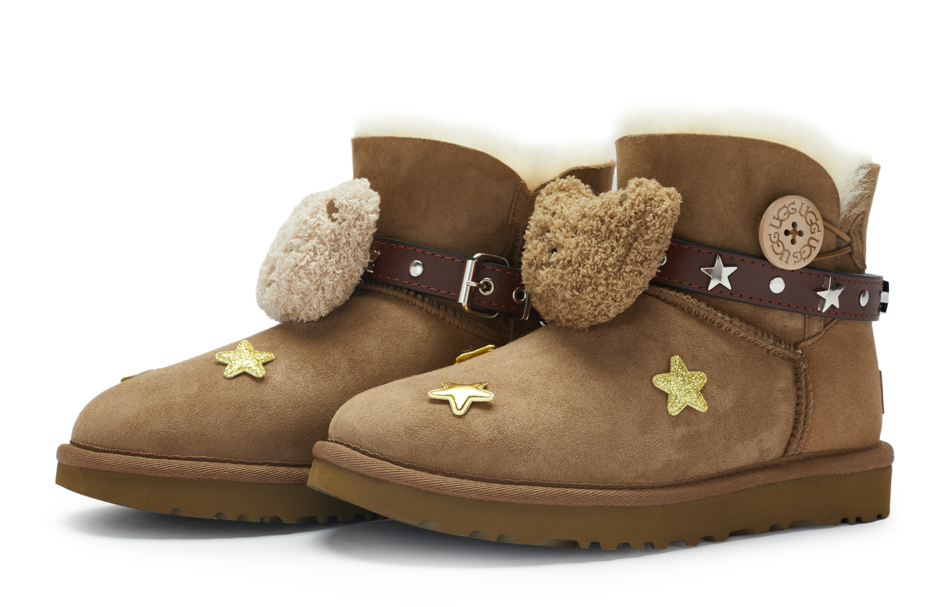 Lookbook (W) [Sepatu Kustom] UGG Mini Bailey Bow II 'Chestnut Star Party' 1016422-CHE(Team80-女款星星派对)