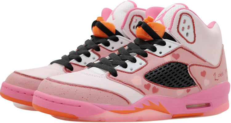 【訂製籃球鞋】Jordan Air Jordan 5 愛心 粉色愛情 夢幻 漸變 高筒 復古籃球鞋 GS 粉紅色 Lookbook 【訂製籃球鞋】Jordan Air Jordan 5 愛心 粉色愛情 夢幻 漸變 高筒 復古籃球鞋 GS 粉紅色