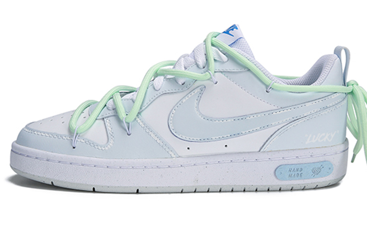 [Custom Shoes] (Youth) Nike Court Borough Low 'Pixel Ice Grey Mist Blue'