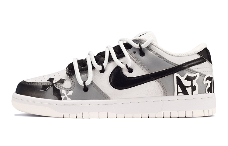 Buy (JR) [Sepatu Kustom] Nike Dunk Low 'Hitam Abu-abu' DH9765-100(TeamE-女款字母渐变黑灰)