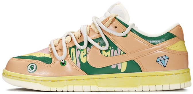 custom-shoes-youth-nike-dunk-low-children-s-day-diamond-chips-yellow-green