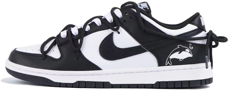 【定制球鞋】Nike Dunk Low 熊貓風 海洋生物 虎鯨 解構鞋帶 可愛簡約 低筒 板鞋 GS 黑白 Buy 【定制球鞋】Nike Dunk Low 熊貓風 海洋生物 虎鯨 解構鞋帶 可愛簡約 低筒 板鞋 GS 黑白