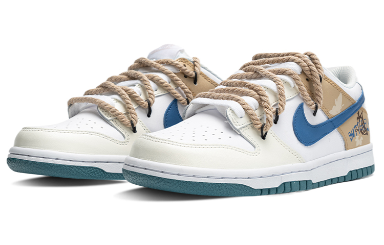 Order (JR) [Sepatu Custom] Nike Dunk Low 'Putih Biru Coklat' FD9911-101(Team拾陆-炫舞凤蝶女款)