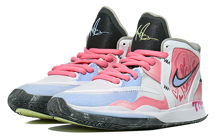 Lookbook 【度身訂做球鞋】Nike Kyrie 8 infinity 冰淇淋粉 耐磨支撐 實戰型 中筒 復古籃球鞋 大童款 白冰藍色