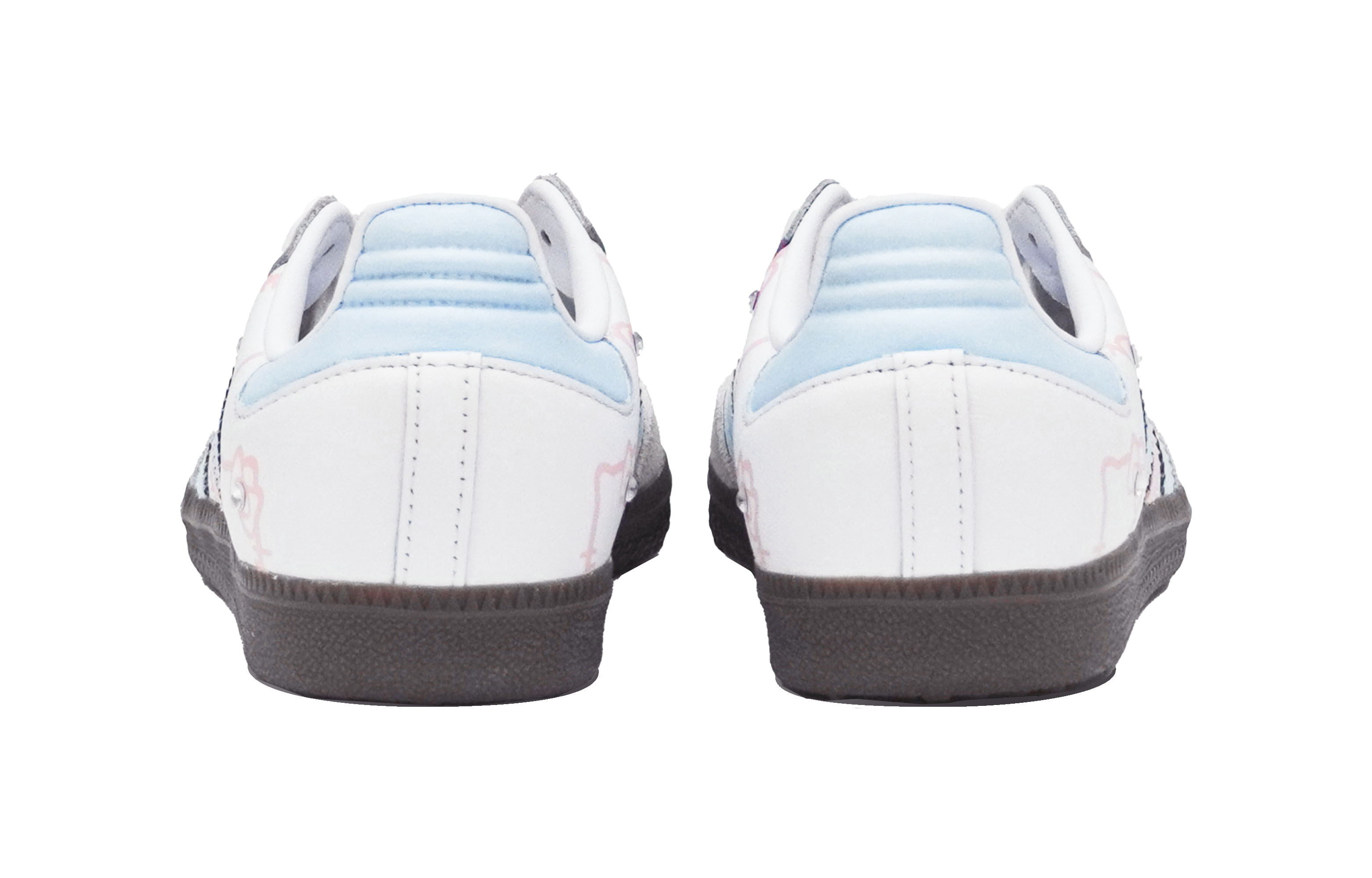 Details for 【定制運動鞋】 adidas originals Samba ABLOODING 凱蒂喵喵 粉色小貓頭 貼鑽 手繪簡潔 清新甜美 低筒 板鞋 男女兩用 藍粉