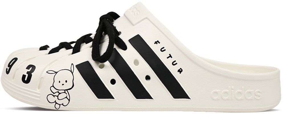 【訂製球鞋】 adidas Adilette 黑白卡通 EVA 塗鴉 防滑包頭拖鞋 男女鞋款 米白黑 Order 【訂製球鞋】 adidas Adilette 黑白卡通 EVA 塗鴉 防滑包頭拖鞋 男女鞋款 米白黑