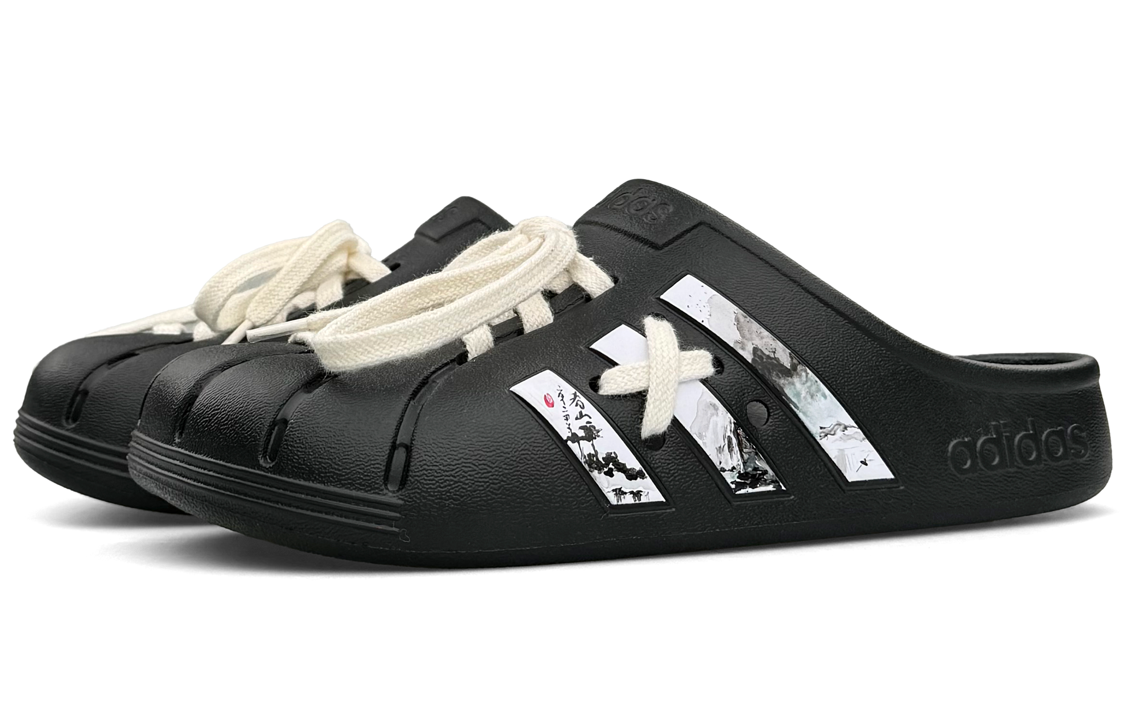 Shop [定制鞋] adidas Adilette Clogs '中国风景 - 黑色' GZ5886(Team13-上春山)