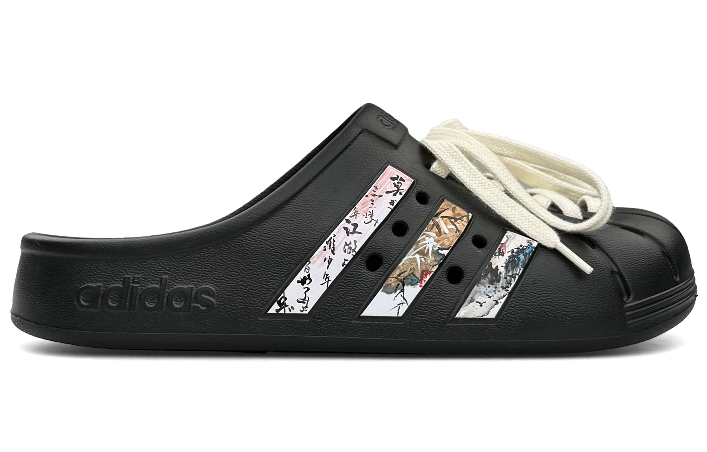 Shop [定制鞋款] adidas Adilette 便鞋 '墨染瓷器' GZ5886(Team13-墨染白瓷)