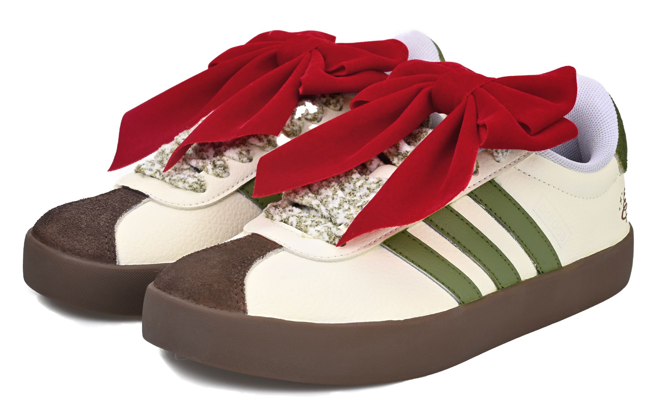 Shop [Zapatos Personalizados] adidas Court 3.0 'Lazo Navideño Rojo Verde Crema' ID8797(Team33-圣诞结-男女同款-)