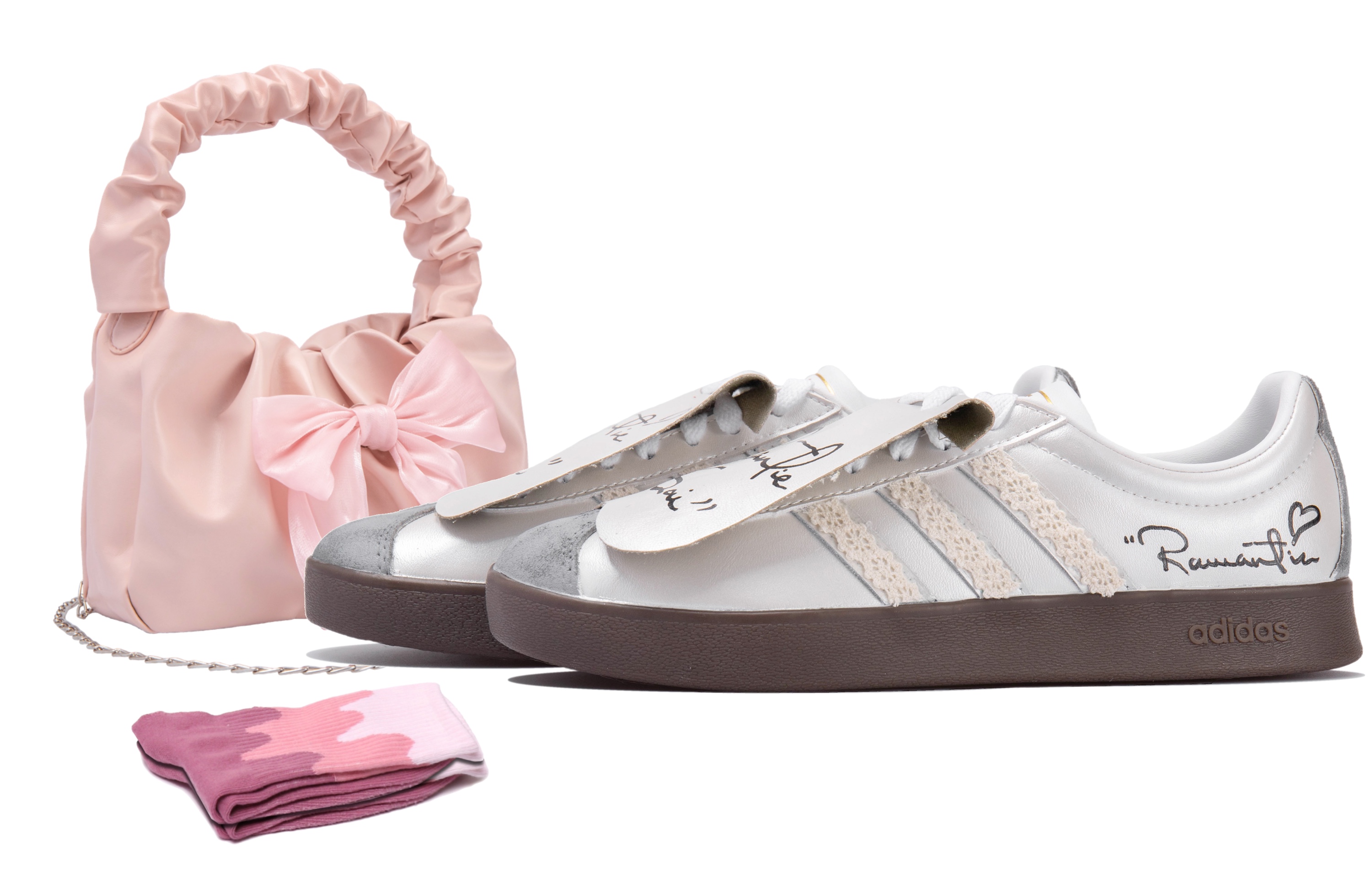 Buy 【定制鞋】阿迪达斯Court '银色春心涂鸦' ID6015(Team拾玖-银色山泉S-BOX)