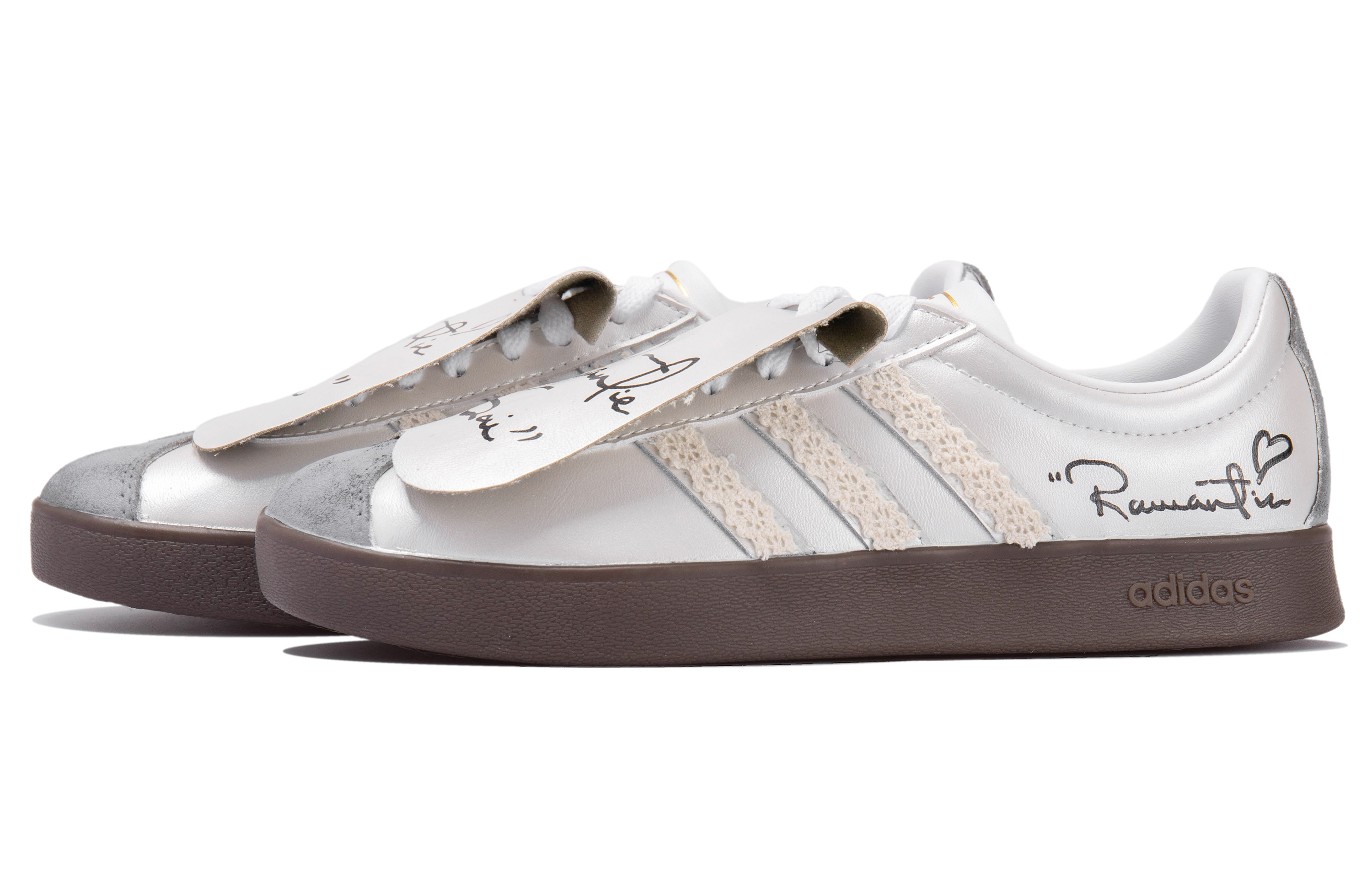 Shop 【定制鞋】阿迪达斯Court '银色春心涂鸦' ID6015(Team拾玖-银色山泉S-BOX)