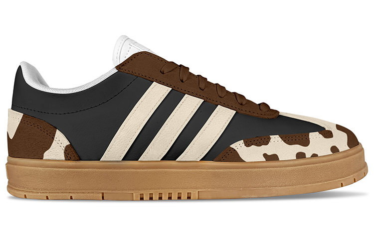 Lookbook 커스텀 아디다스 네오 그라다스 로우 '카우 프린트 정글 브라운' IE9044(TeamY-男女款奶牛纹黑棕米)