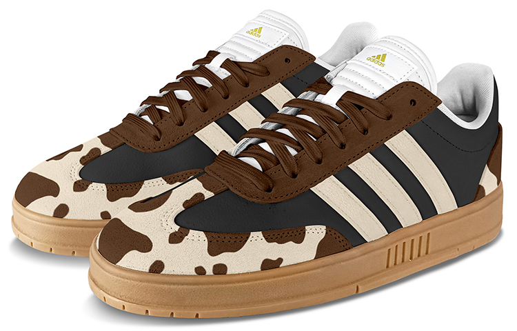 Shop 커스텀 아디다스 네오 그라다스 로우 '카우 프린트 정글 브라운' IE9044(TeamY-男女款奶牛纹黑棕米)