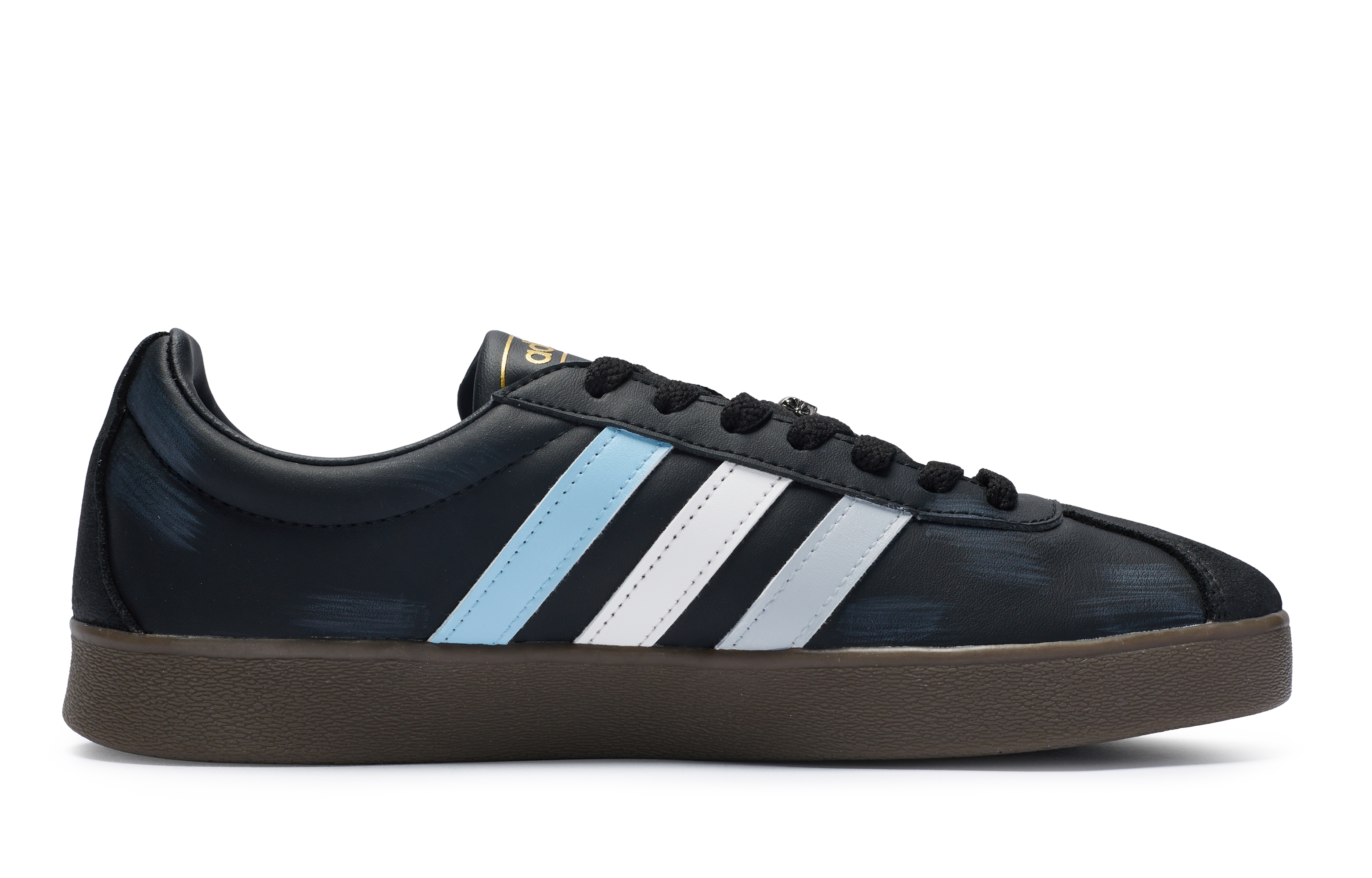Lookbook [Sepatu Custom] adidas Neo VL Court 811 'Cross Heart Denim Patch Hitam Biru Putih Abu' ID6017(Team80-男女同款信仰不灭)