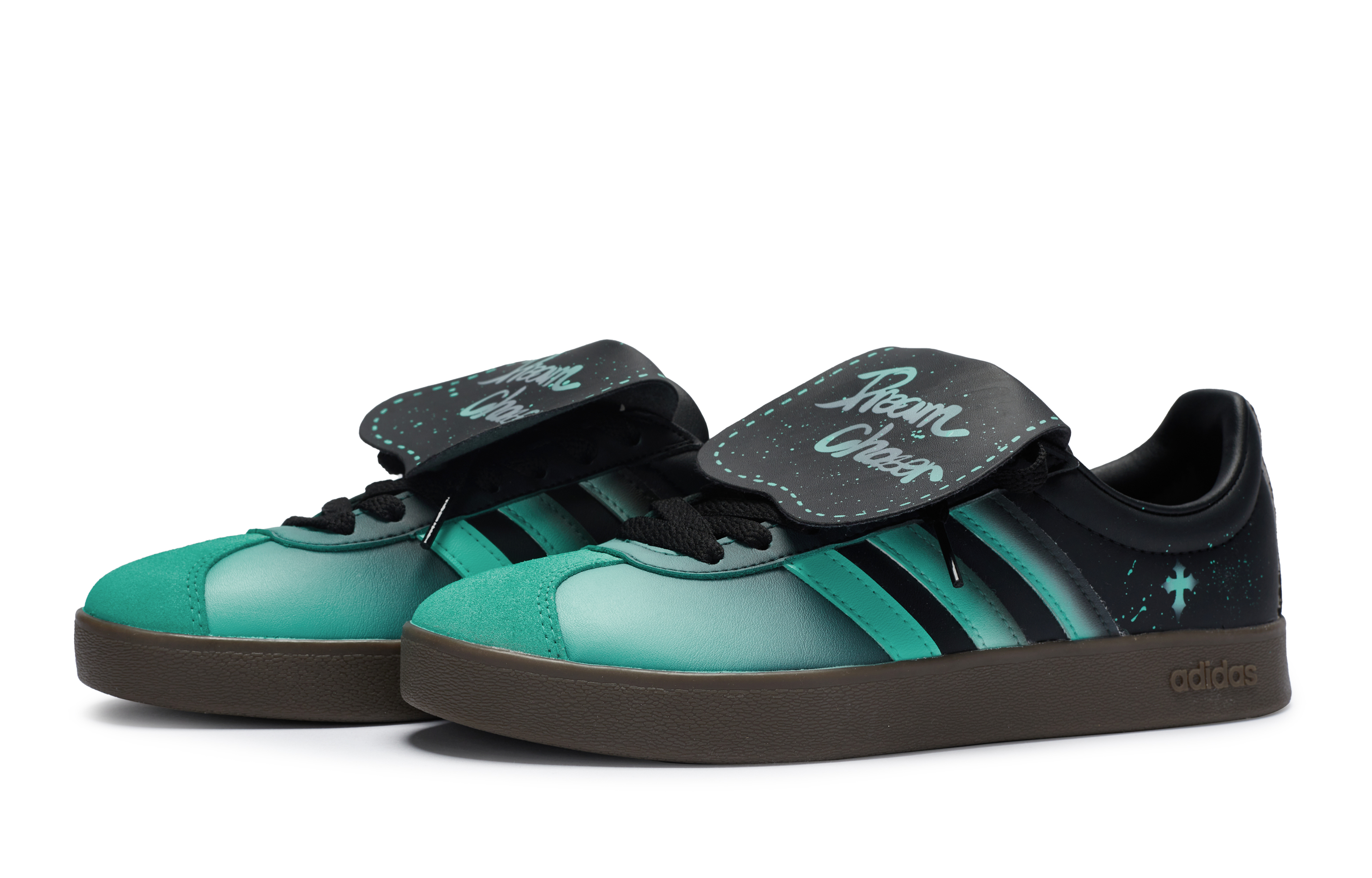 Shop [커스텀 슈즈] 아디다스 네오 VL 코트 811 '몽환 은하 블랙-그린' ID6017(Team80-男女同款梦幻星河)