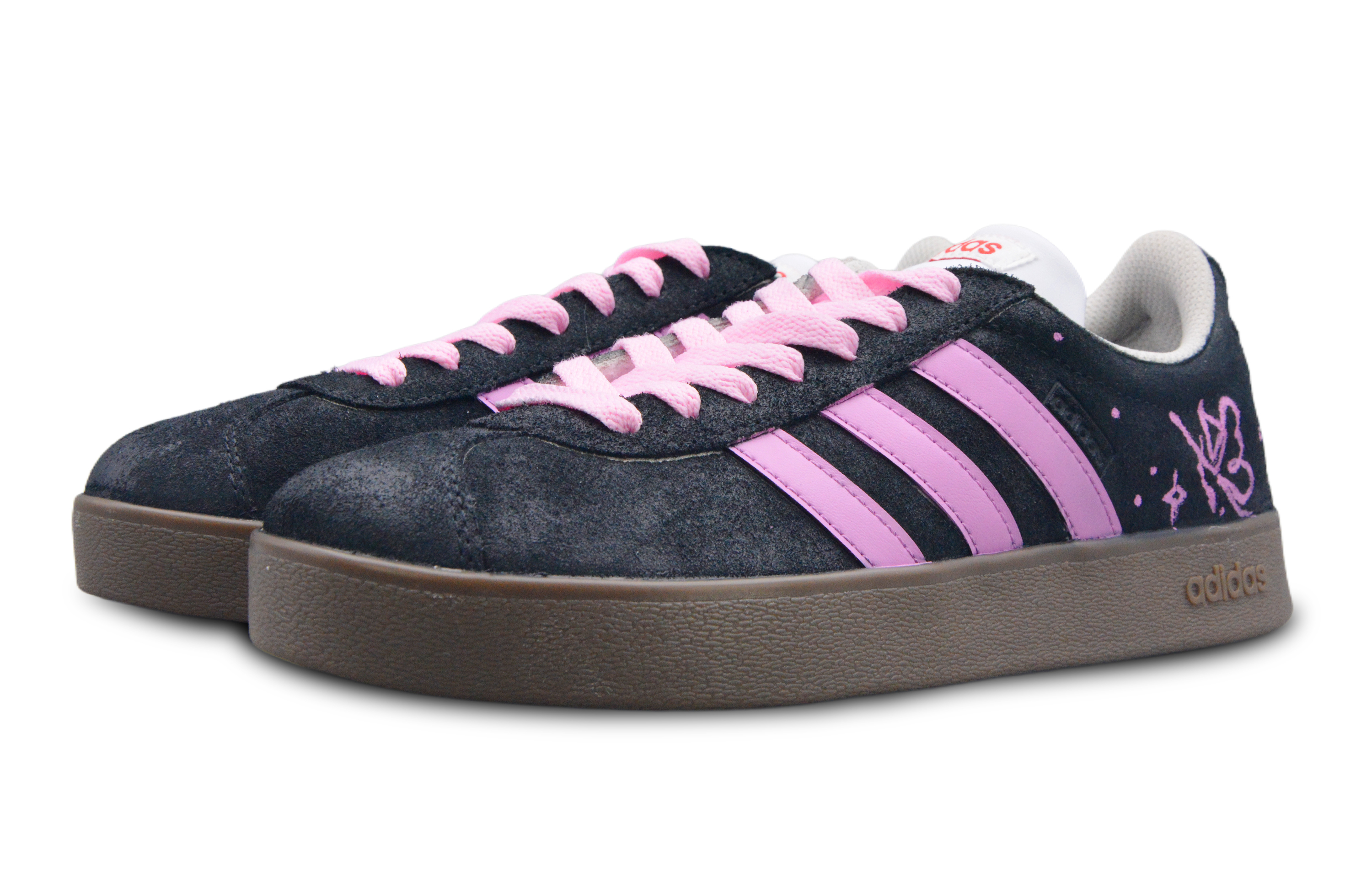 Shop [Sneakers Custom] adidas Neo VL Court 'Hitam Pink Bintang Kupu-Kupu' HQ1802(Team257-男女同款星蝶)