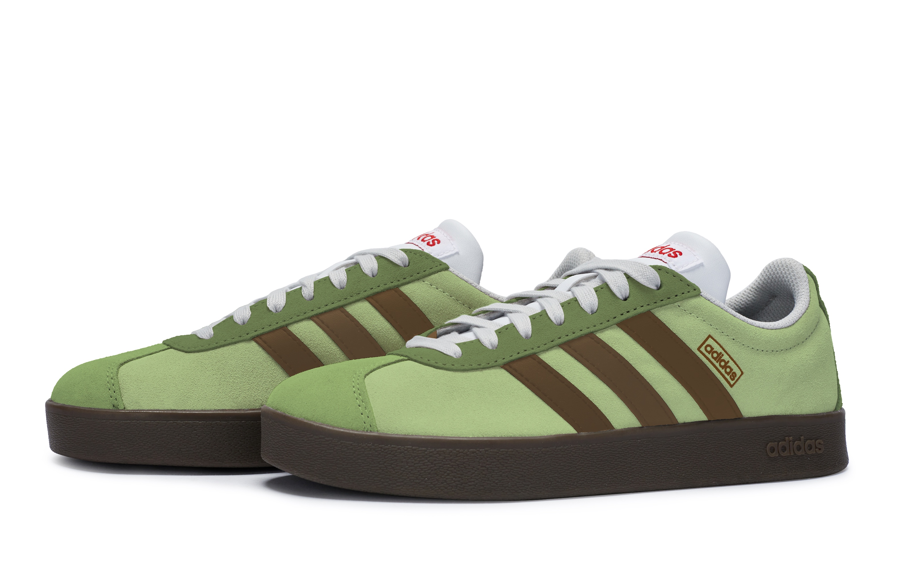 Shop 【定製球鞋】adidas neo Vl Court 811製造 酥脆抹茶 特殊鞋盒 格林系 清新 低筒 板鞋 男女通用 綠咖