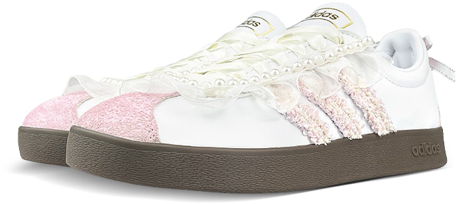 【定制球鞋】 adidas neo VL Court 禮盒 法式小香 珍珠花邊 出逃日記 防滑減震 低幫 板鞋 男女同款 白粉棕 Lookbook 【定制球鞋】 adidas neo VL Court 禮盒 法式小香 珍珠花邊 出逃日記 防滑減震 低幫 板鞋 男女同款 白粉棕