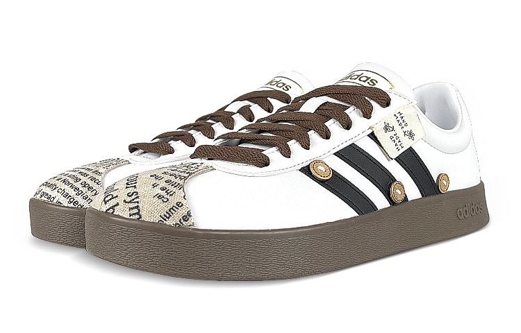 [Custom Shoes] adidas NEO VL Court 'Merritt Button Newspaper Patchwork' 圖 3