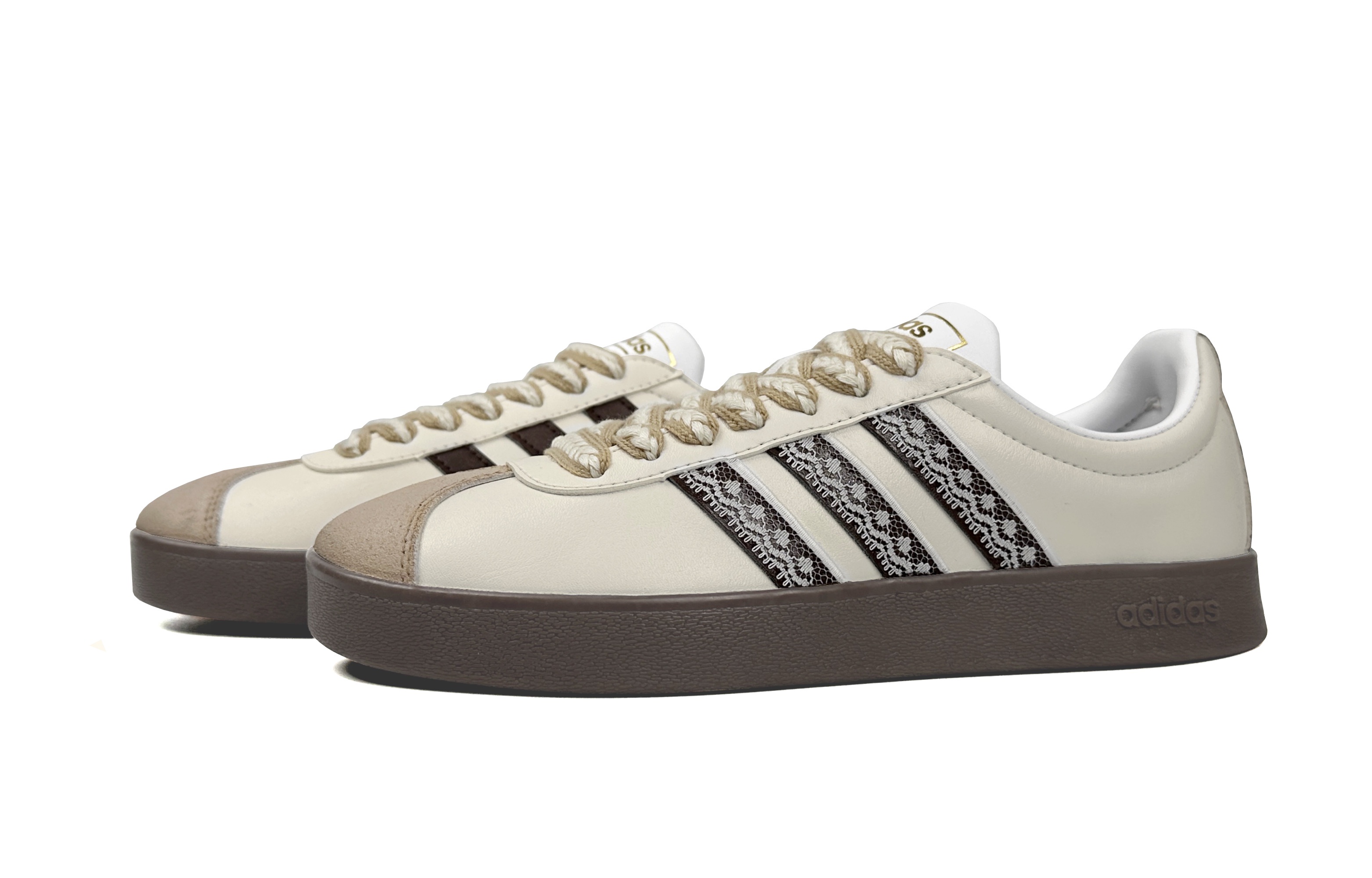 Shop 【訂製球鞋】adidas neo Vl Court 雀麥拿鐵 簡約百搭 防滑耐磨 低筒 轉板鞋 男女同款 白棕