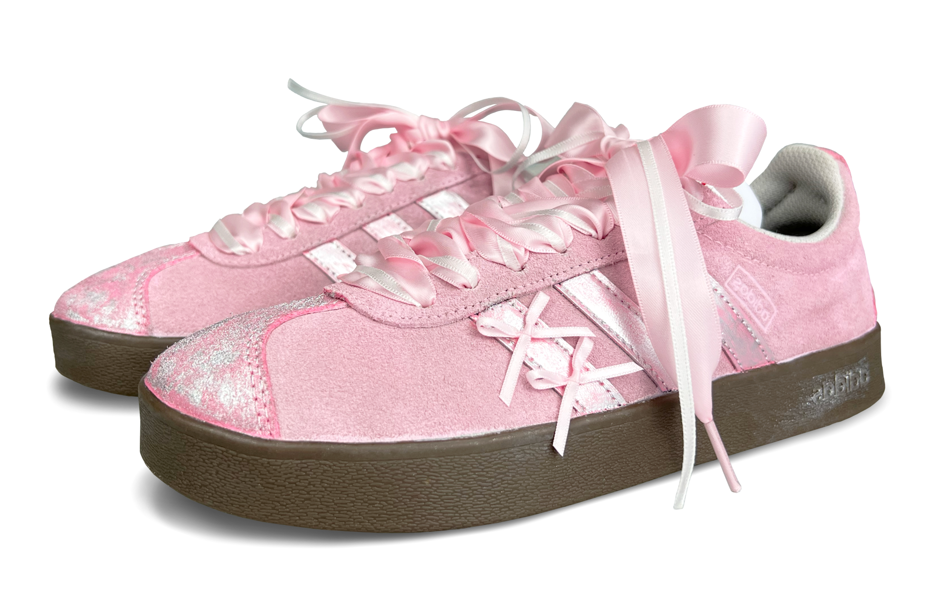 Shop カスタムシューズ adidas NEO VL Court 桜ピンク HQ1802(Team220-银光芭蕾)