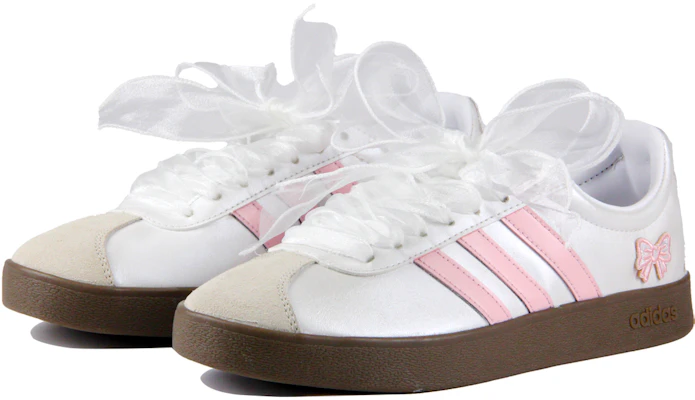 【訂製球鞋】adidas neo Vl Court 銀粉 芭蕾少女 絲綢 蝴蝶結 刺繡 搭配輕便 防滑 低筒 滑板鞋 男女同款 銀粉 Shop 【訂製球鞋】adidas neo Vl Court 銀粉 芭蕾少女 絲綢 蝴蝶結 刺繡 搭配輕便 防滑 低筒 滑板鞋 男女同款 銀粉