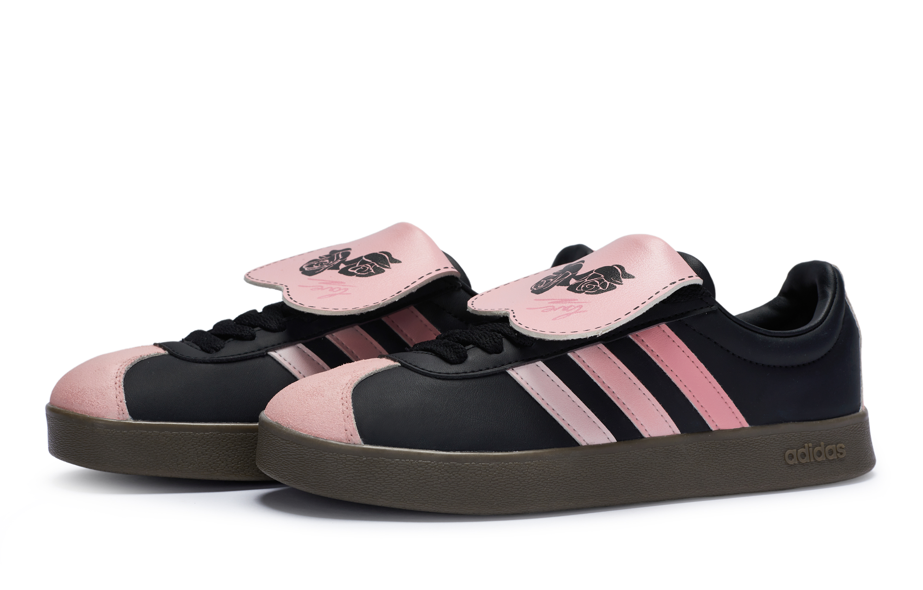 Shop 【定制鞋】阿迪达斯NEO VL COURT“春季展-黑粉” ID6017(Team80-男女同款浪漫序曲)