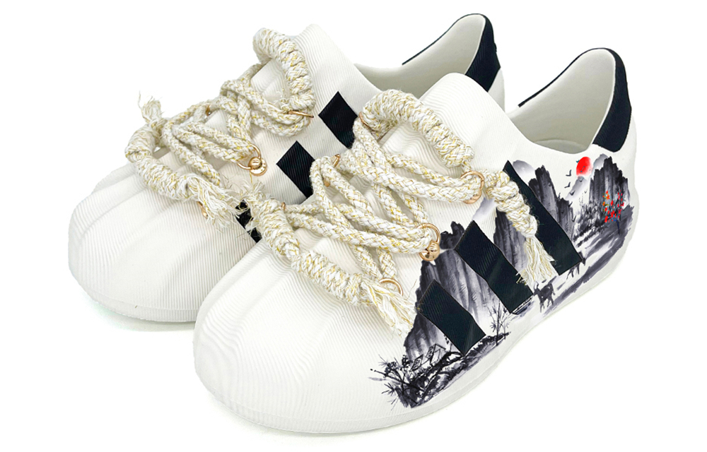 Lookbook [Sepatu Kustom] adidas Originals AdiFOM Superstar 'Pemandangan Tinta' HQ8750(Team2-水墨山水)