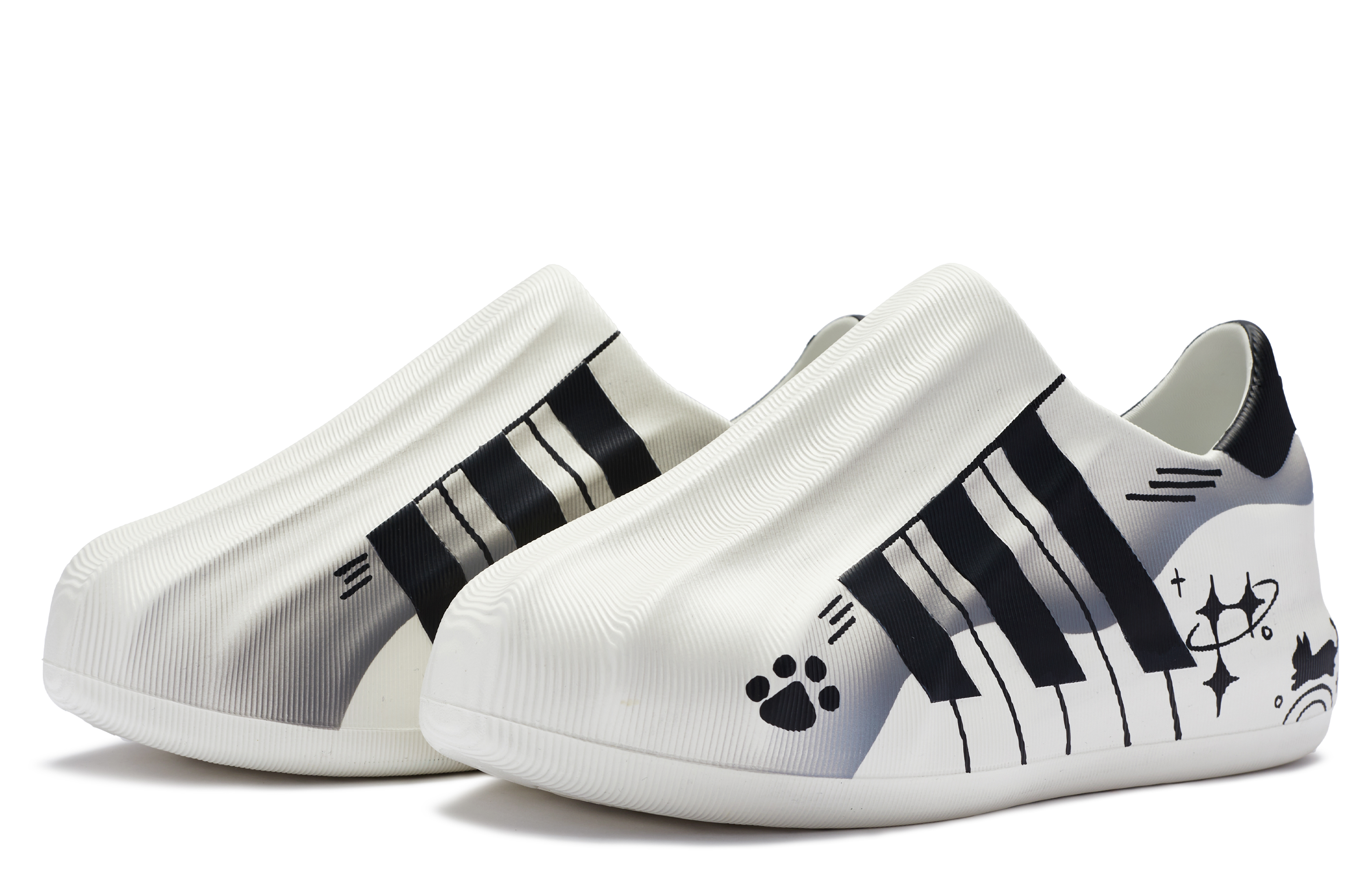 Lookbook 【カスタムシューズ】アディダス オリジナルス アディフォーム スーパースター ブラックホワイト「ピアノキャット」 HQ8750(Team80-男女款喵的钢琴曲黑白)