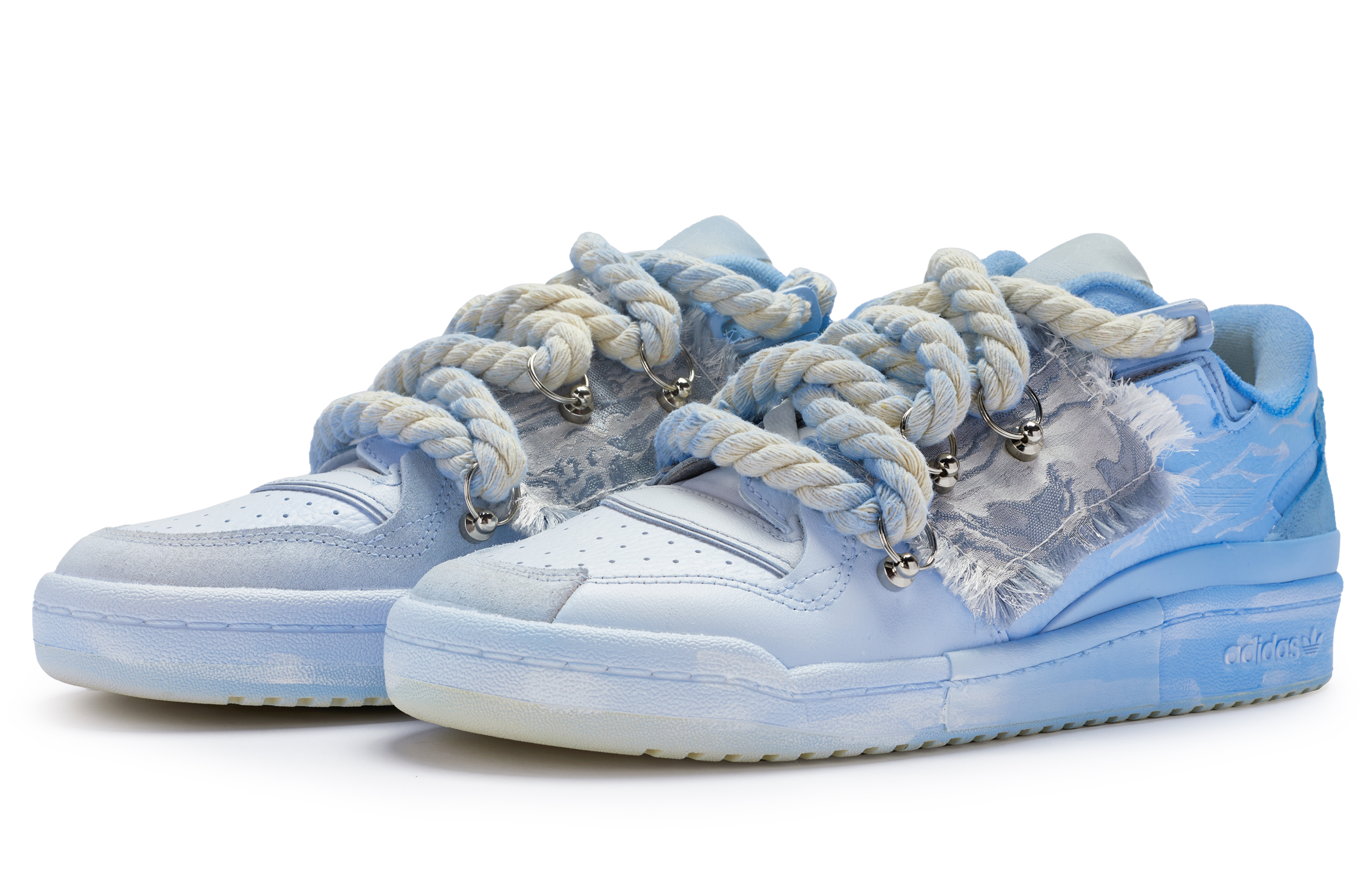 Lookbook [Sepatu Kustom] adidas Originals Forum Low 'Coastline Lukis Tangan' GW6347(Team80-男女海岸线白蓝)