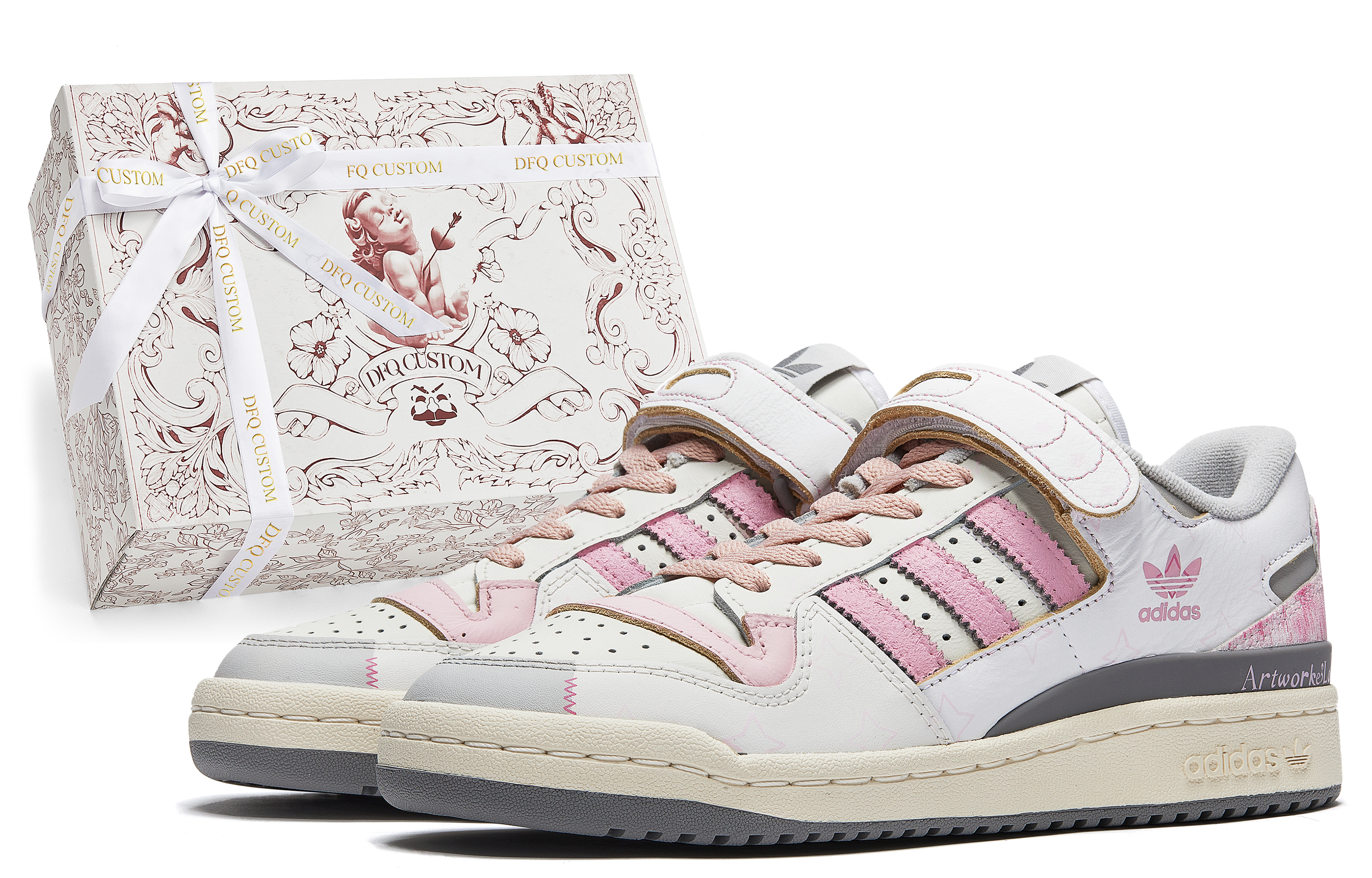 Buy [定制鞋] 阿迪达斯 Originals Forum Low '达芬奇粉白' ID4763(TeamM-最佳选择-BOX)