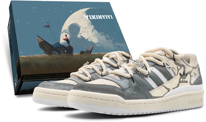 【訂製球鞋】adidas originals FORUM 瘋玩藝術 拾荒者 裂紋 起皮做舊 特殊禮盒 解構雙鞋帶 低筒 板鞋 男女同款 藍灰 Buy 【訂製球鞋】adidas originals FORUM 瘋玩藝術 拾荒者 裂紋 起皮做舊 特殊禮盒 解構雙鞋帶 低筒 板鞋 男女同款 藍灰