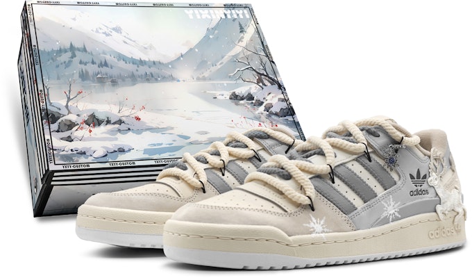 【訂製球鞋】adidas originals FORUM 雪中麋鹿 玩趣藝術 雪花 聖誕 特別禮盒 解構雙鞋帶 低筒 板鞋 男女同款 淺灰 Buy 【訂製球鞋】adidas originals FORUM 雪中麋鹿 玩趣藝術 雪花 聖誕 特別禮盒 解構雙鞋帶 低筒 板鞋 男女同款 淺灰