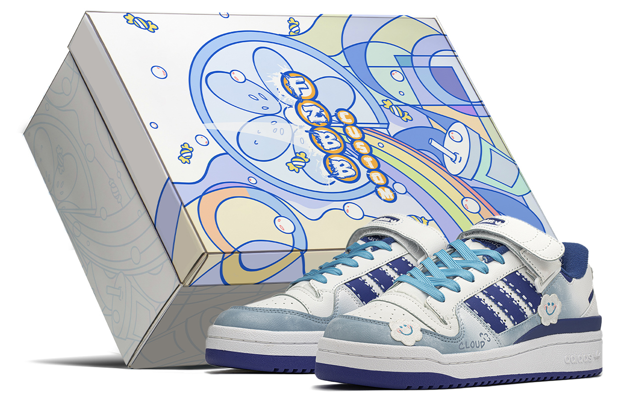 Buy [Sepatu Kustom] adidas Originals Forum Low 'Paket Biru Langit' FY7756(TeamA-湛蓝天空S-BOX)