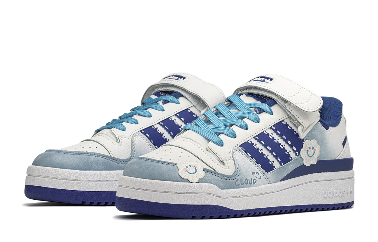 Shop [Sepatu Kustom] adidas Originals Forum Low 'Paket Biru Langit' FY7756(TeamA-湛蓝天空S-BOX)