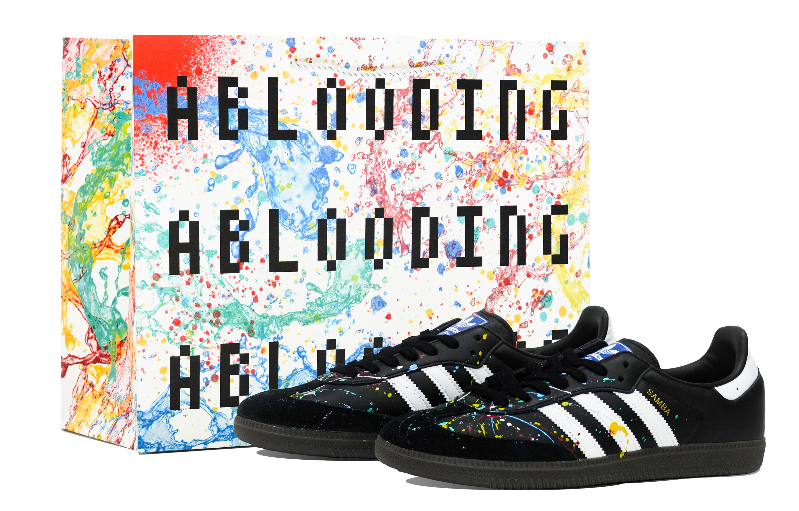 Buy 【定制鞋款】阿迪达斯 Originals Samba '缤纷夏日黑' B75807(Team14-阿迪泼墨S-Box)